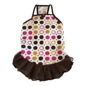 NEW Hip Doggie Polka Dot Dog Dress Brown Pink Size M